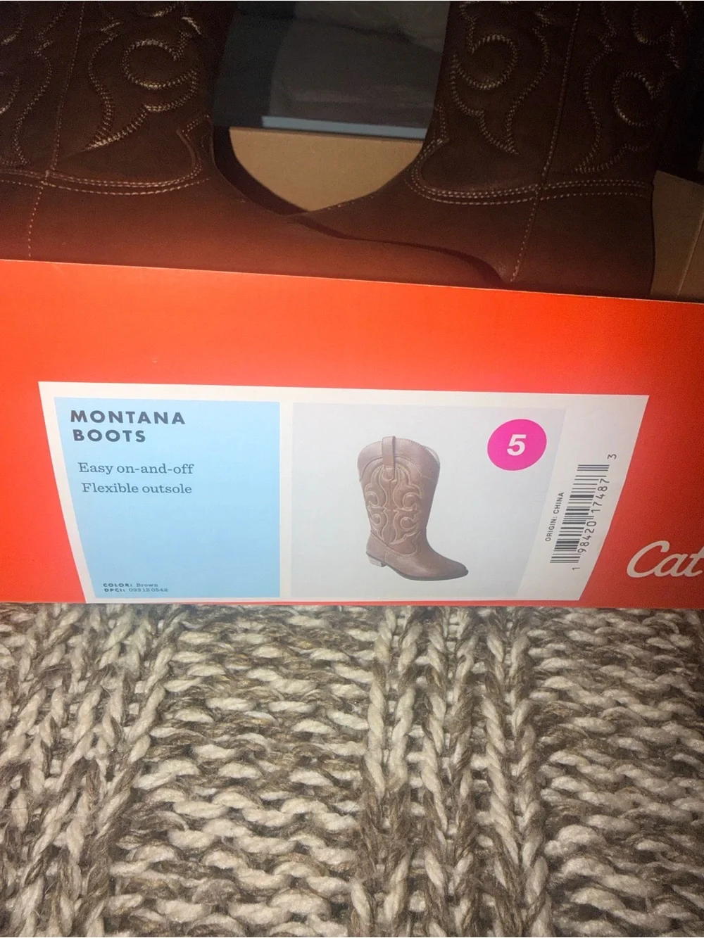 NWOT Cat & Jack Brown Cowgirl Boots - Youth Sz 5 (Women’s 6.5/7)